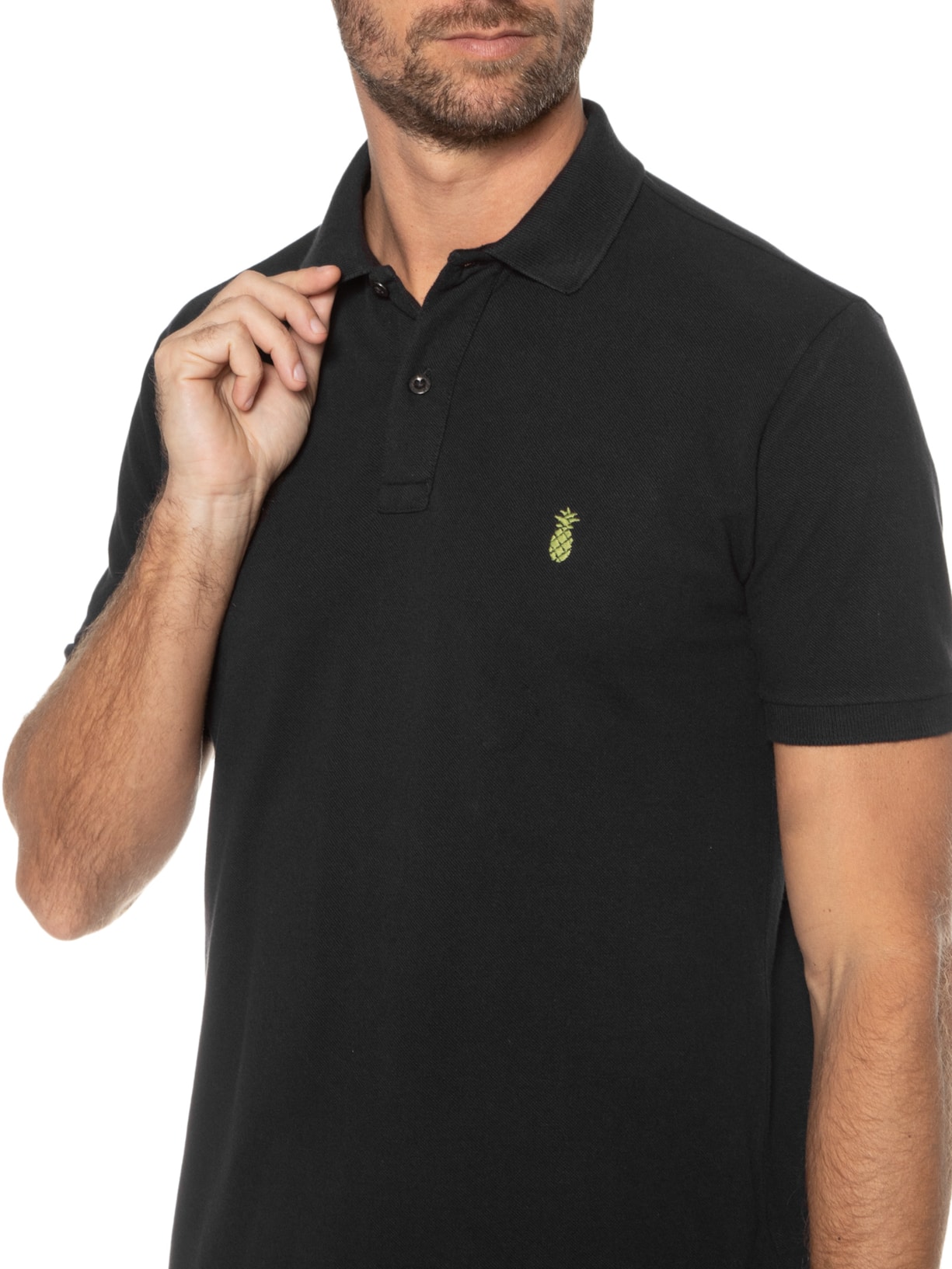 Polo Masculina Cool Preto Pineapple