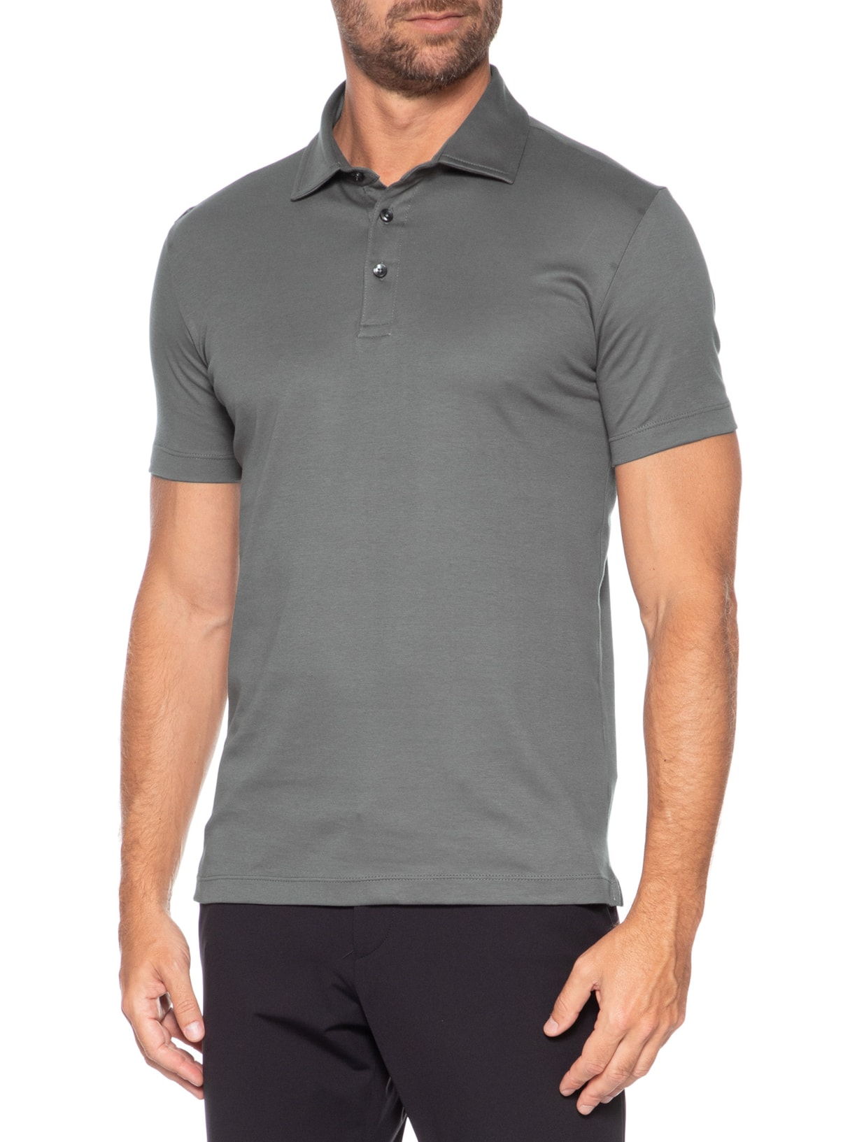Polo Masculina Cotton Premium Manga Curta Cinza Paramount Alfaiataria