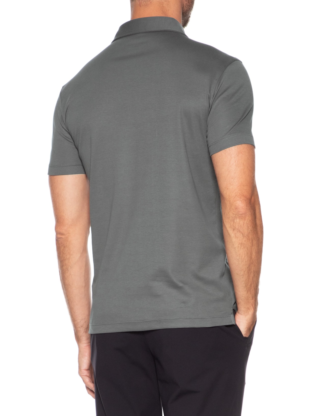 Polo Masculina Cotton Premium Manga Curta Cinza Paramount Alfaiataria