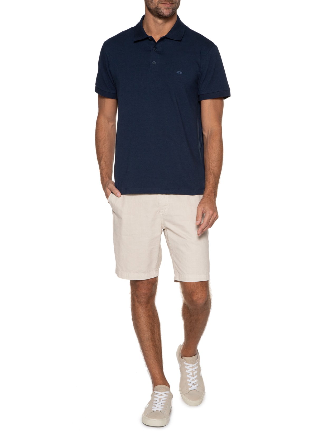 Polo Masculina Cotton Slim Azul Richards
