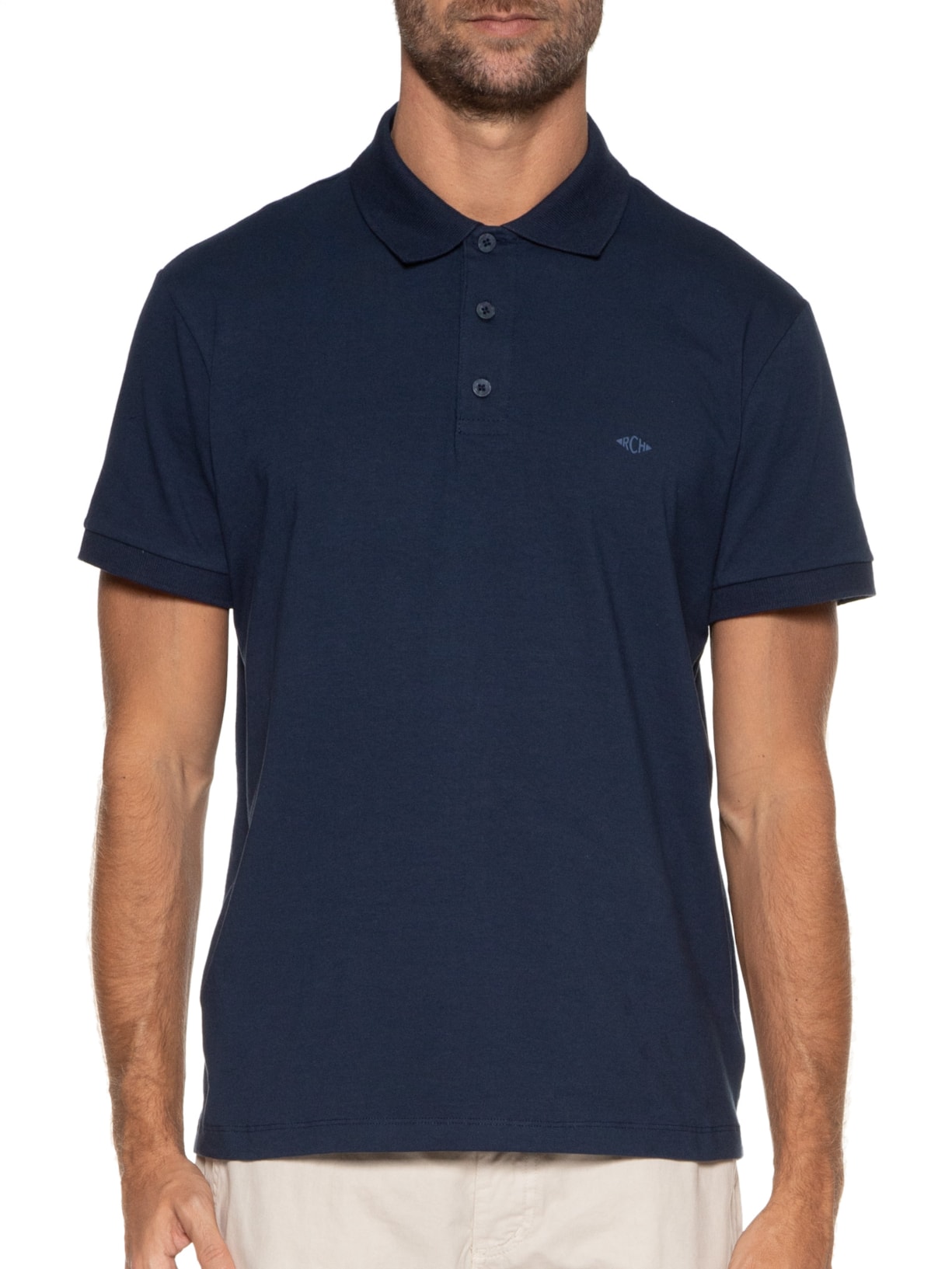 Polo Masculina Cotton Slim Azul Richards