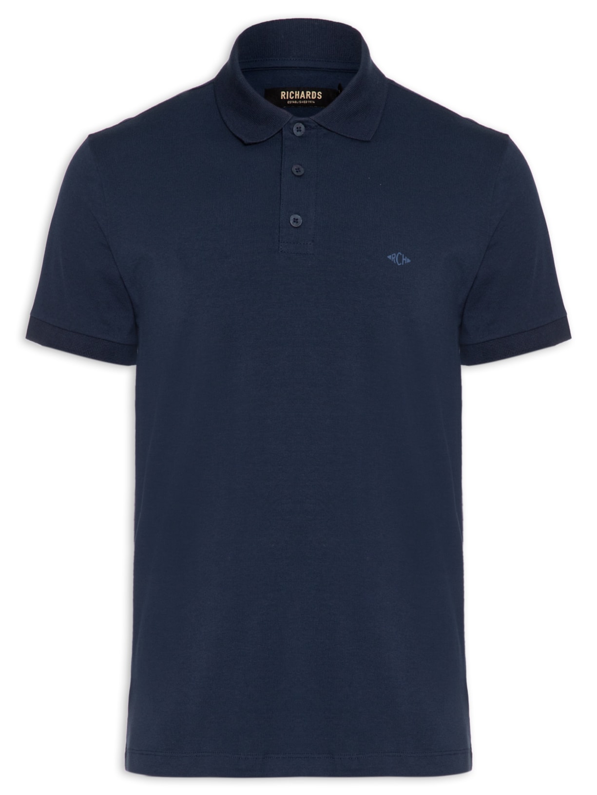 Polo Masculina Cotton Slim Azul Richards