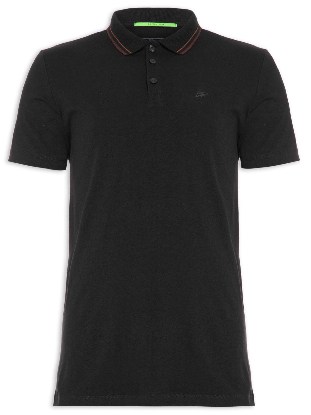 Polo Masculina Cotton Slim Easa Classic Manga Curta - Preto