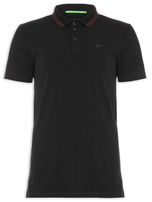 Polo Masculina Cotton Slim Easa Classic Manga Curta - Preto