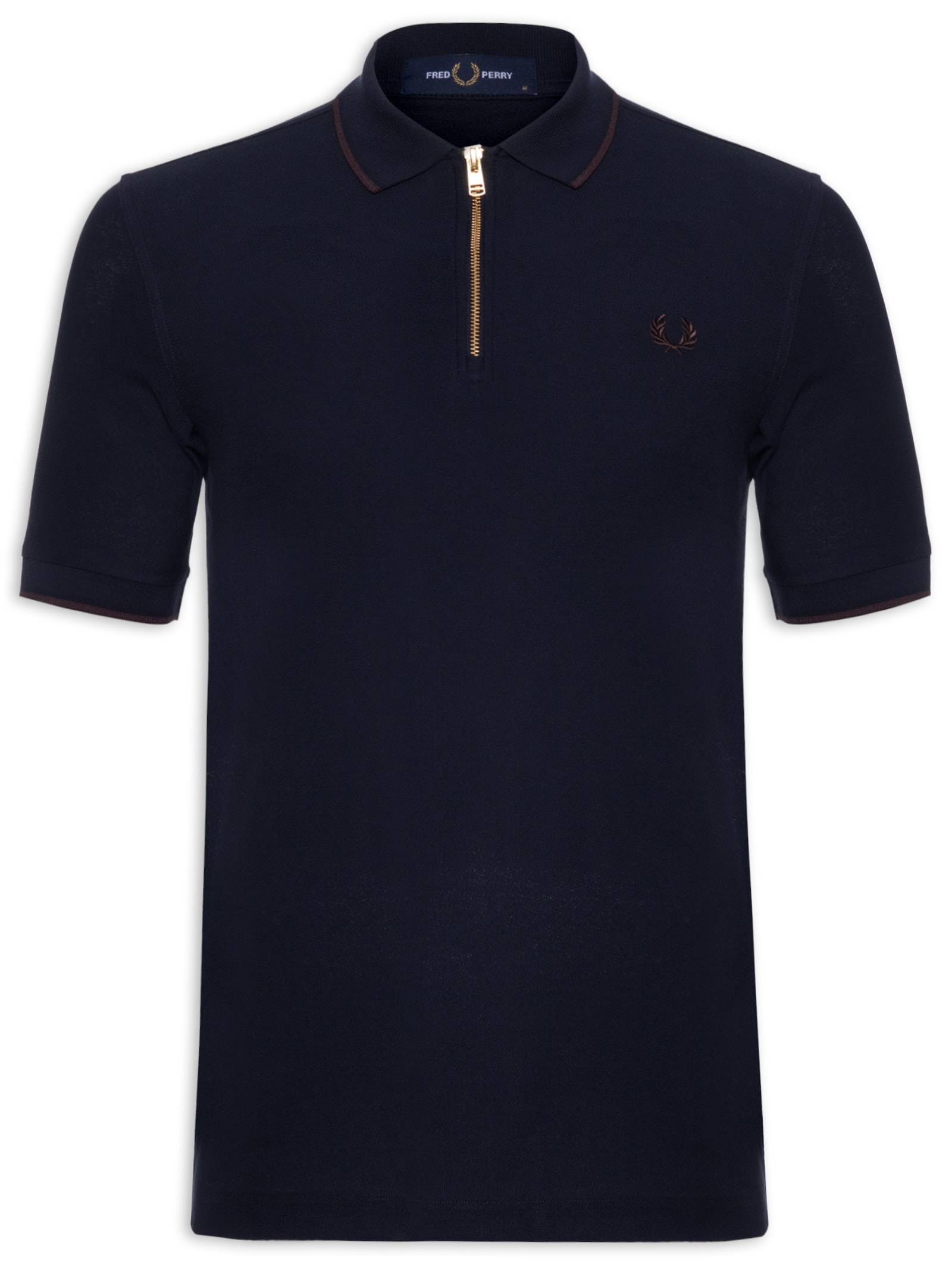 Polo Masculina Crepe Piquet Zip Neck - Fred Perry - Azul