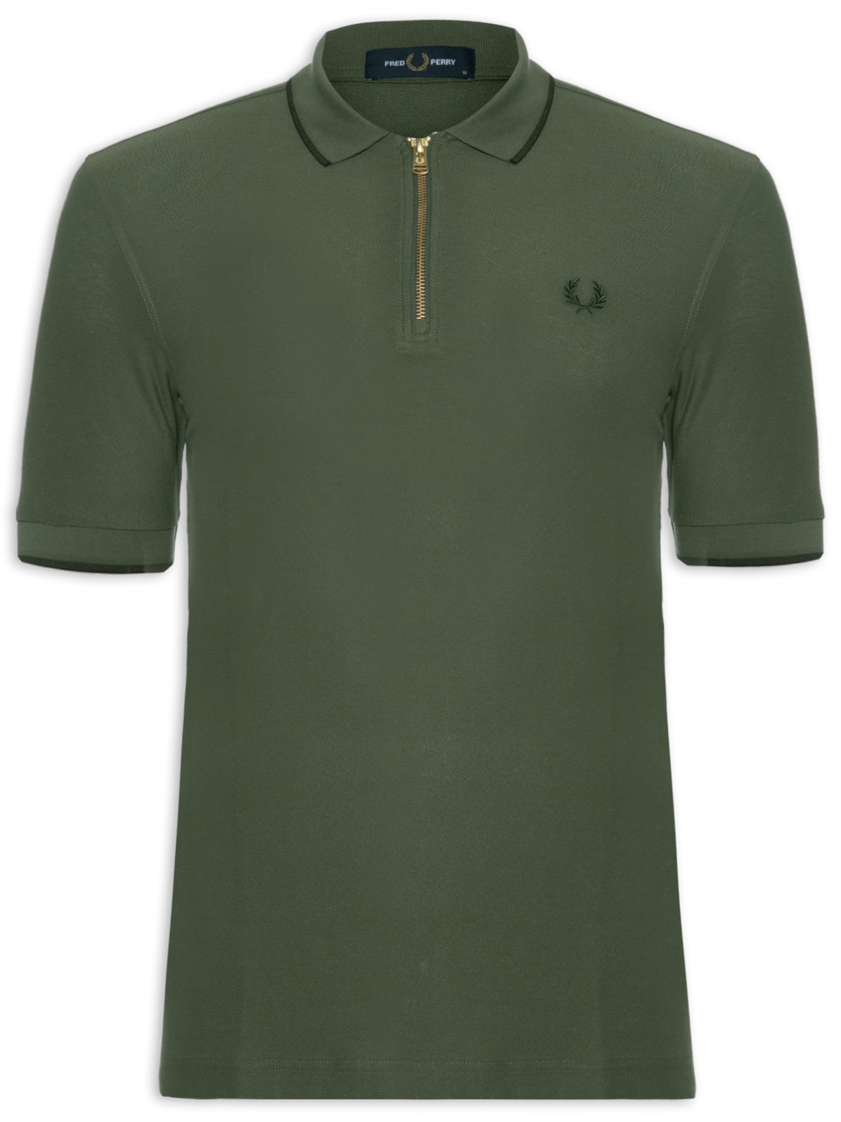 Polo Masculina Crepe Piquet Zip Neck - Verde