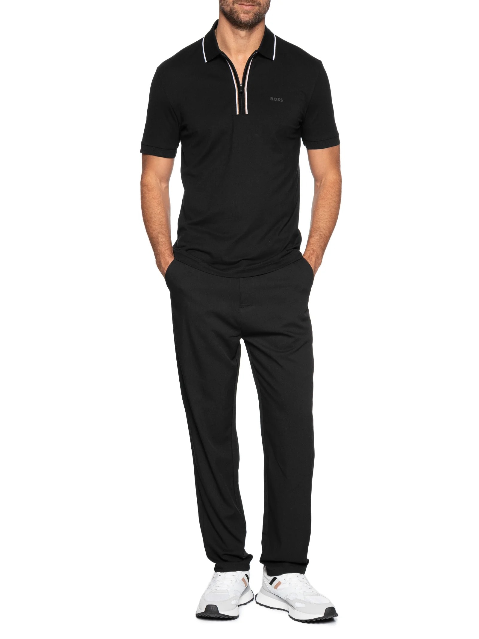 Polo Masculina Crew Neck TS-Logo - Preto - Boss