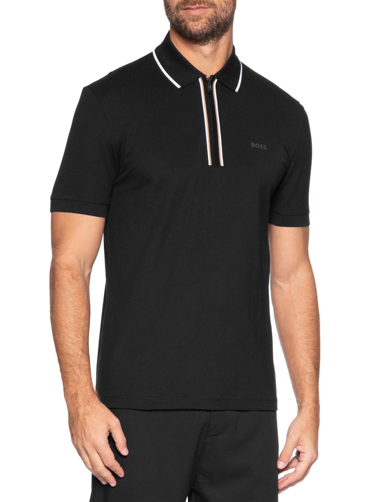 Polo Masculina Crew Neck TS-Logo Preto Boss