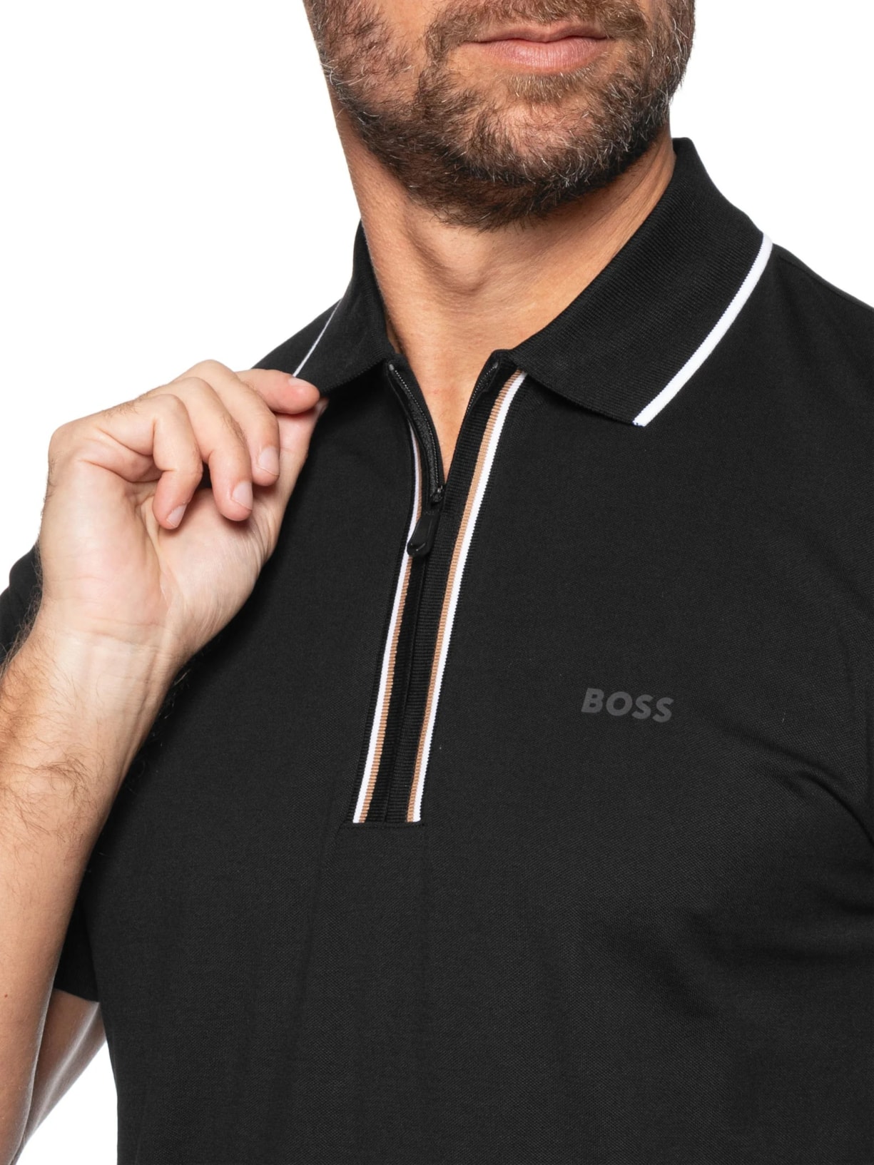 Polo Masculina Crew Neck TS-Logo Slim fit  Preto Boss