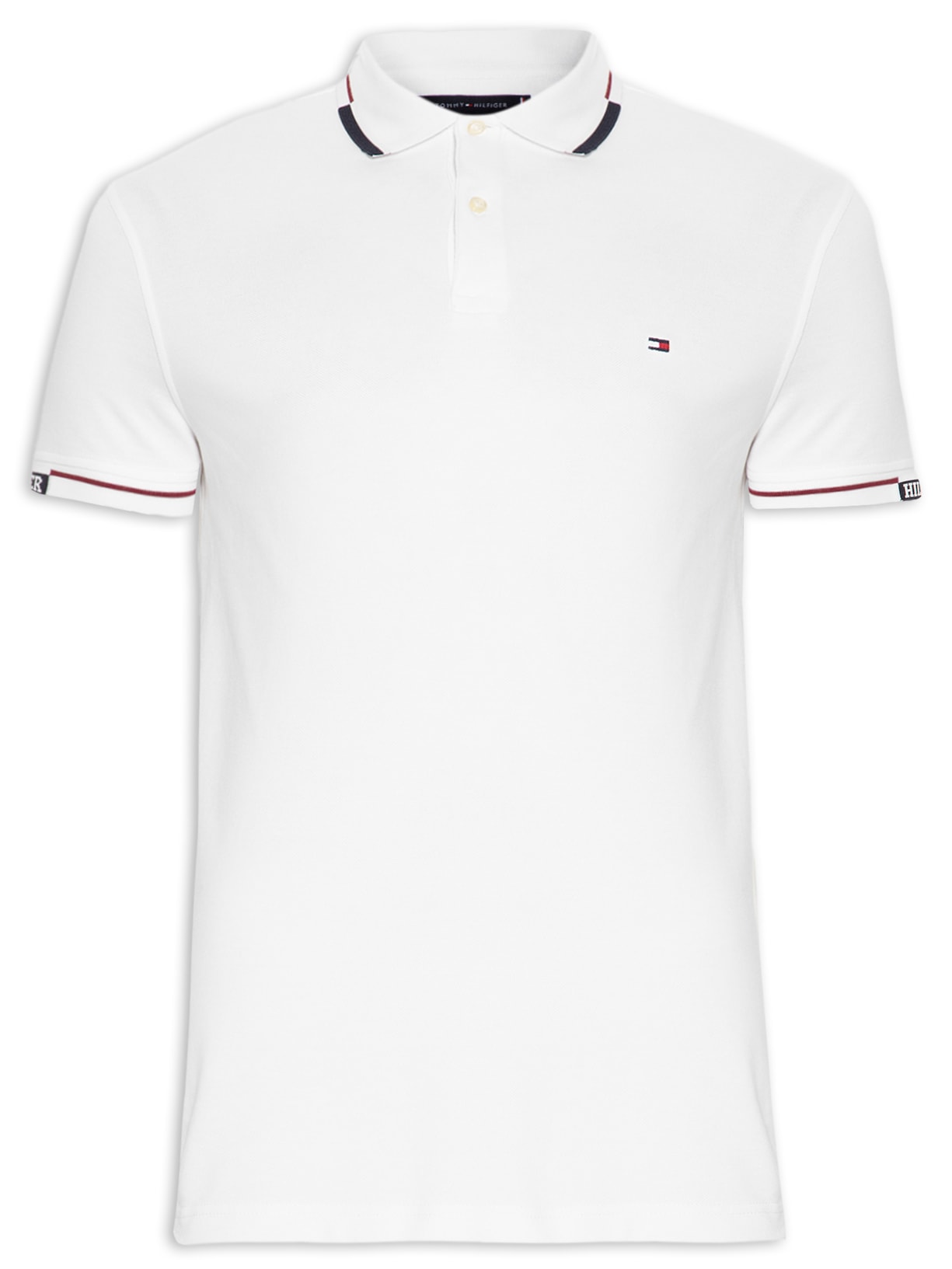 Polo Masculina Cuff Slim - Branco