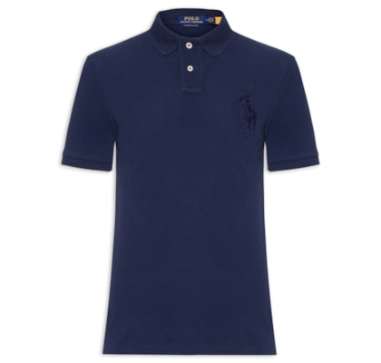 Polo Masculina Custom Slim Fit Big Pony - Azul