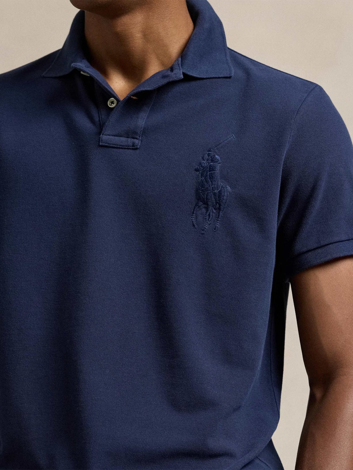 Polo Masculina Custom Slim Fit Big Pony Azul Polo Ralph Lauren