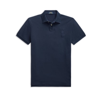 Polo Masculina Custom Slim Fit Big Pony - Azul