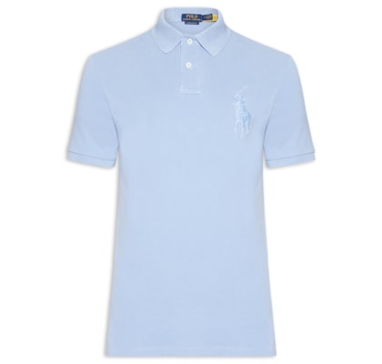 Polo Masculina Custom Slim Fit Big Pony - Azul