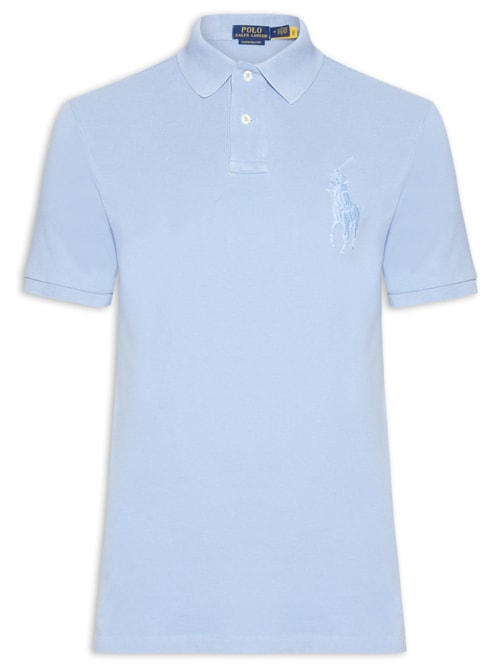 Polo Masculina Custom Slim Fit Big Pony - Azul