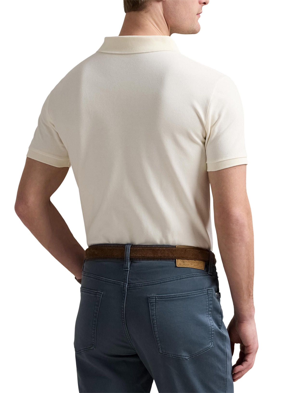 Polo Masculina Custom Slim Fit Big Pony Off White Polo Ralph Lauren