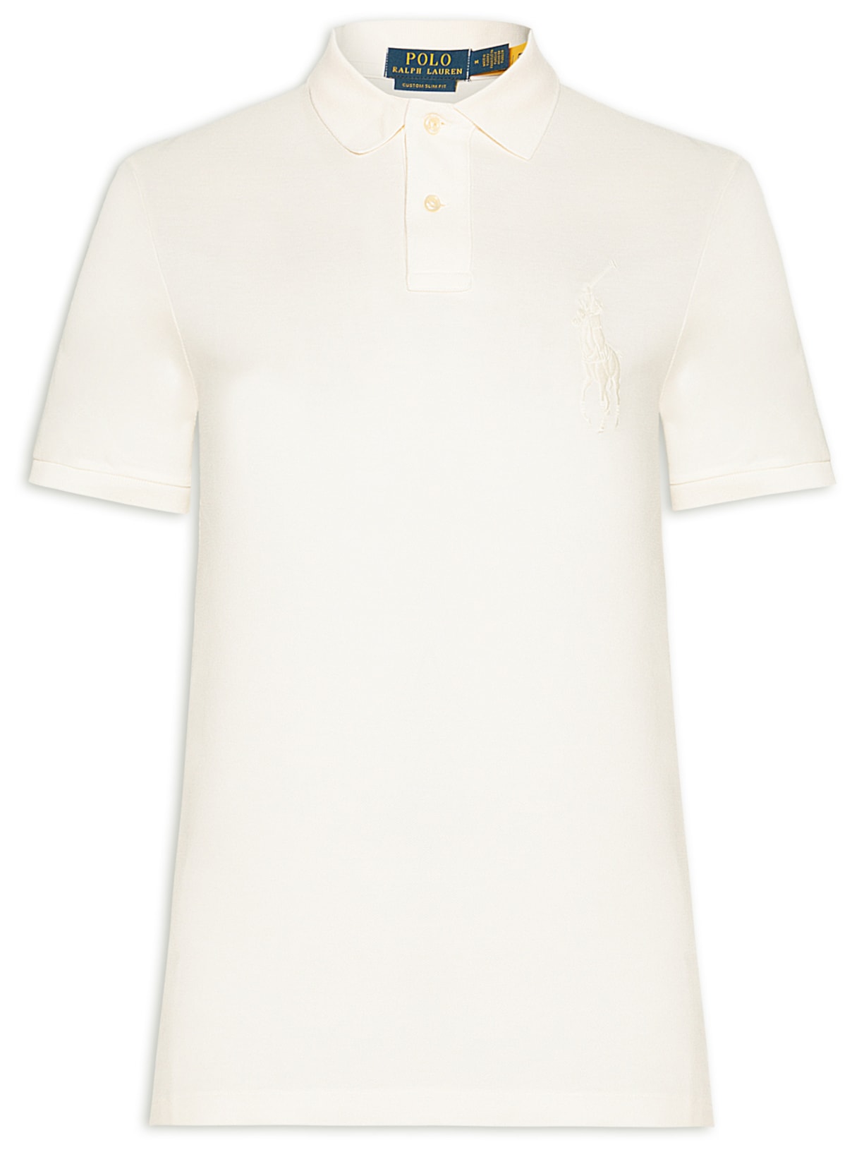 Polo Masculina Custom Slim Fit Big Pony Off White Polo Ralph Lauren