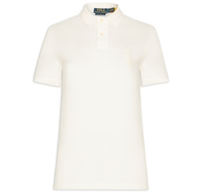 Polo Masculina Custom Slim Fit Big Pony - Off White