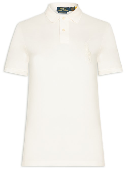 Polo Masculina Custom Slim Fit Big Pony - Off White