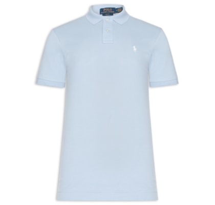 Polo Masculina Custom Slim Fit Knit Mesh - Azul