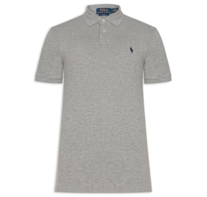 Polo Masculina Custom Slim Fit Knit Mesh - Cinza