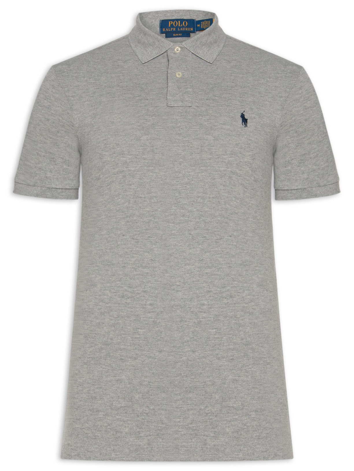 Polo Masculina Custom Slim Fit Knit Mesh - Cinza