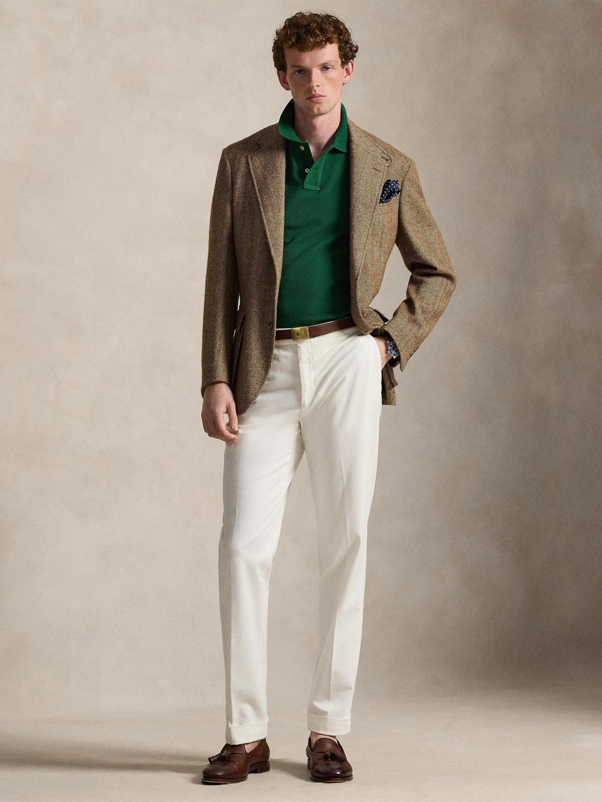 Polo Masculina Custom Slim Fit Knit Mesh Verde Polo Ralph Lauren