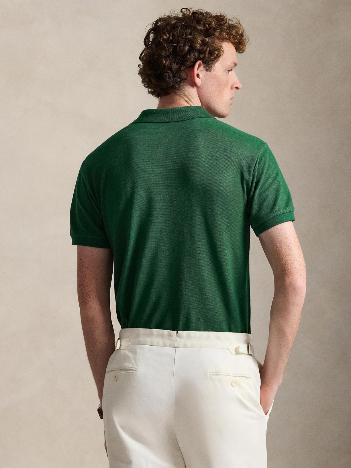 Polo Masculina Custom Slim Fit Knit Mesh Verde Polo Ralph Lauren