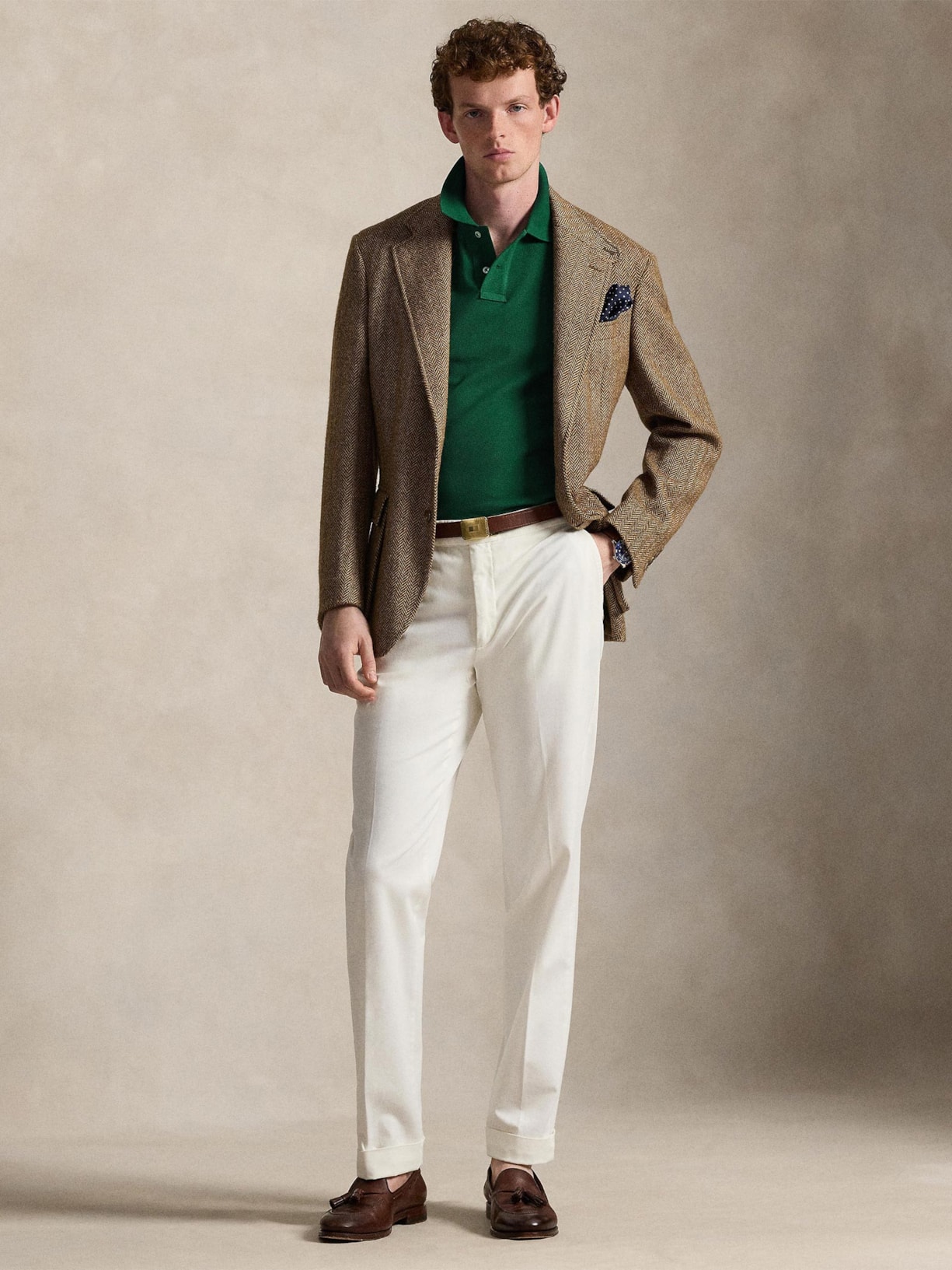 Polo Masculina Custom Slim Fit Knit Mesh Verde Polo Ralph Lauren