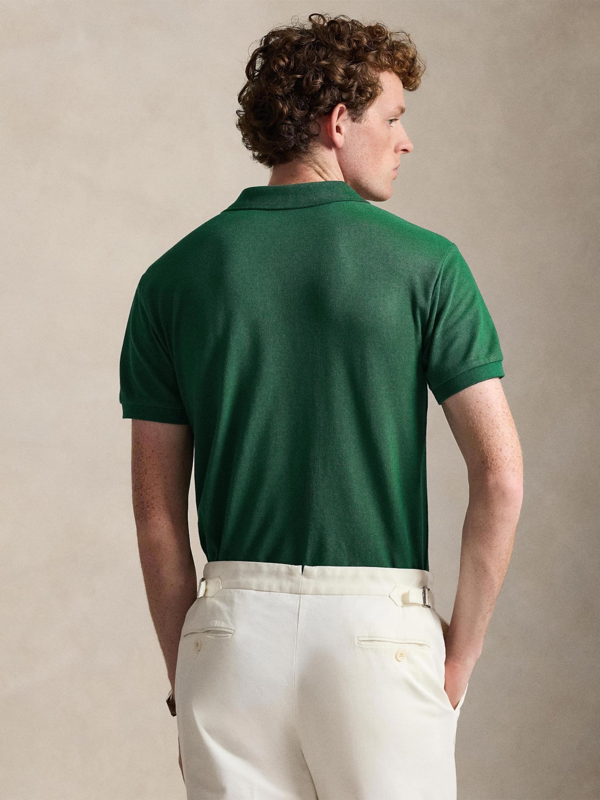 Polo Masculina Custom Slim Fit Knit Mesh Verde Polo Ralph Lauren