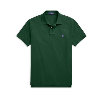 Polo Masculina Custom Slim Fit Knit Mesh - Verde
