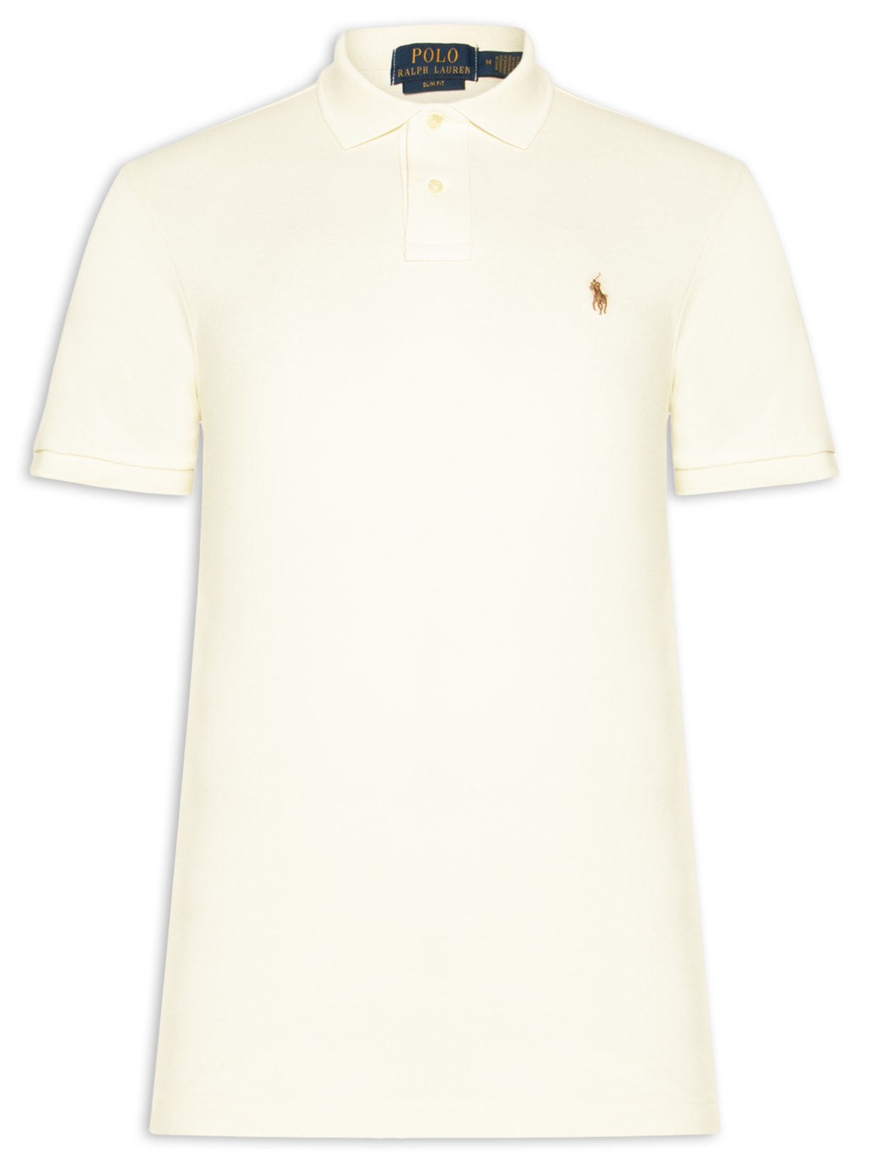 Polo Masculina Custom Slim Fit Stretch Mesh - Off White