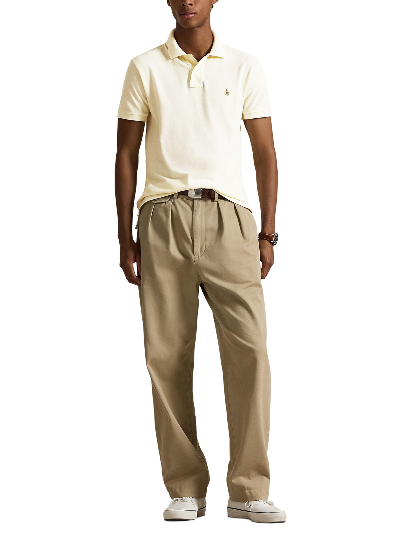 Polo Masculina Custom Slim Fit Stretch Mesh - Off White - Polo