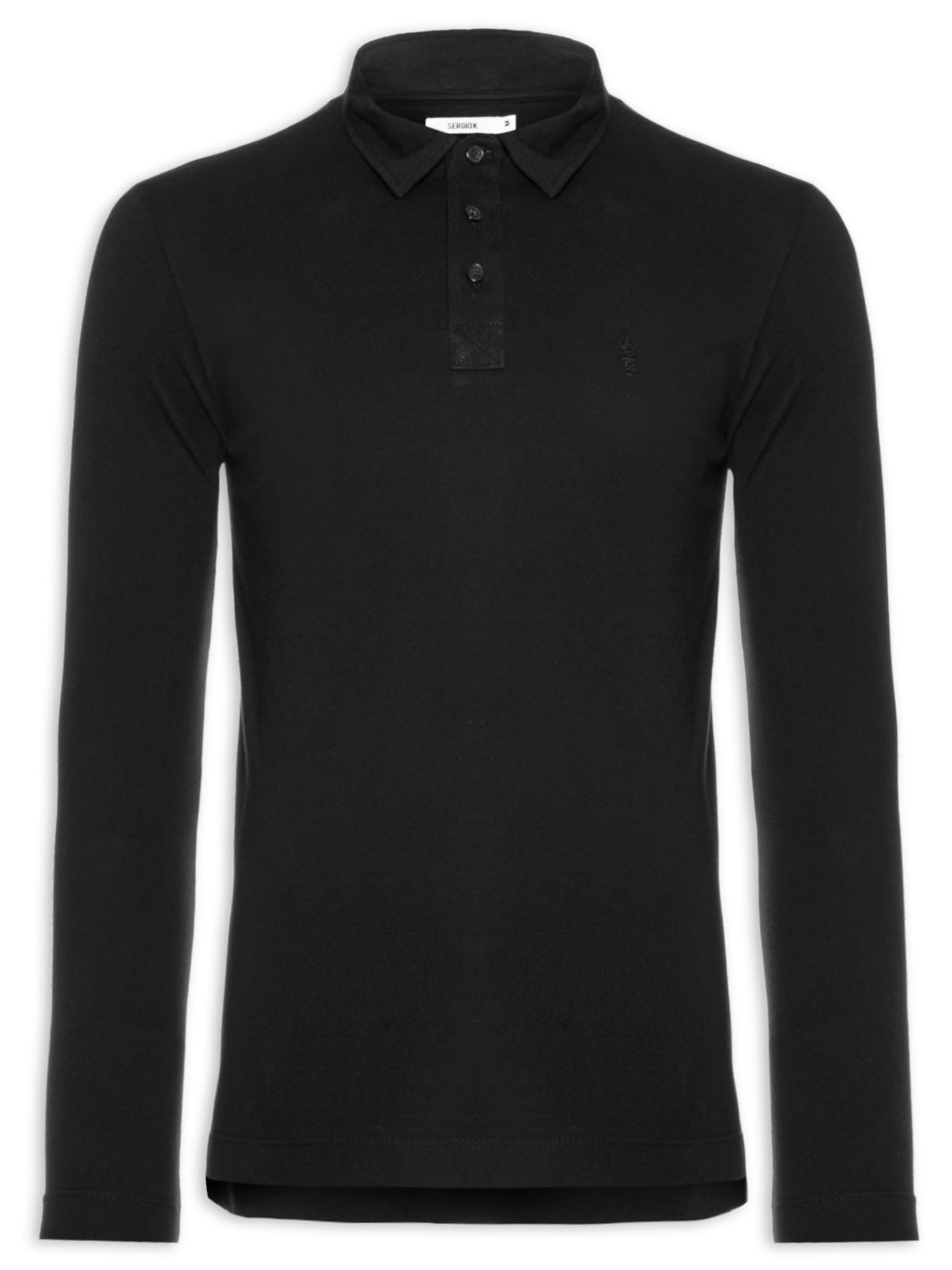 Polo Masculina De Manga Longa - Preto
