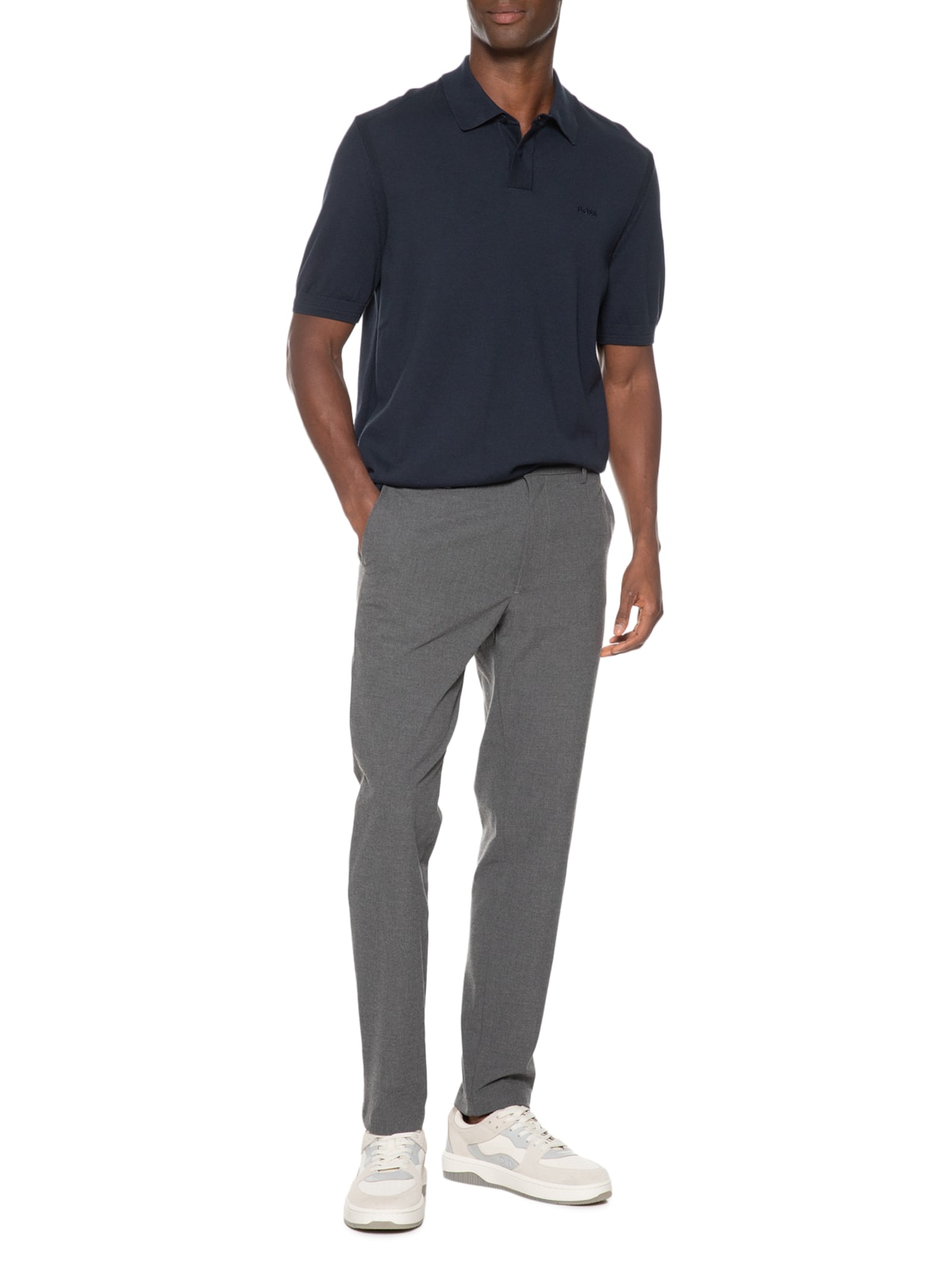 Polo Masculina de Tricô Leve Asac Azul Boss