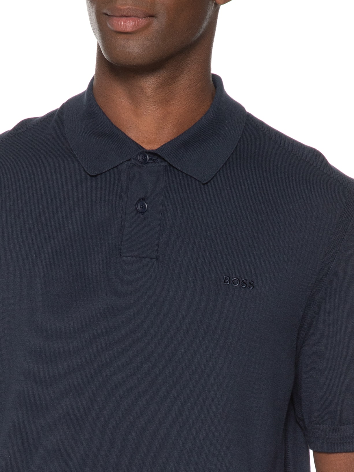 Polo Masculina de Tricô Leve Asac Azul Boss