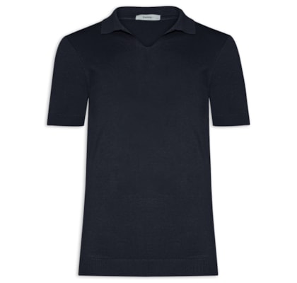 Polo Masculina De Tricot Gola V - Azul