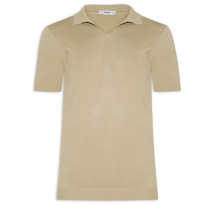 Polo Masculina De Tricot Gola V - Bege