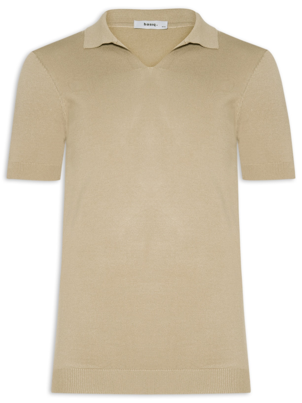 Polo Masculina De Tricot Gola V - Bege