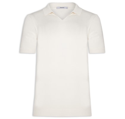 Polo Masculina De Tricot Gola V - Off White