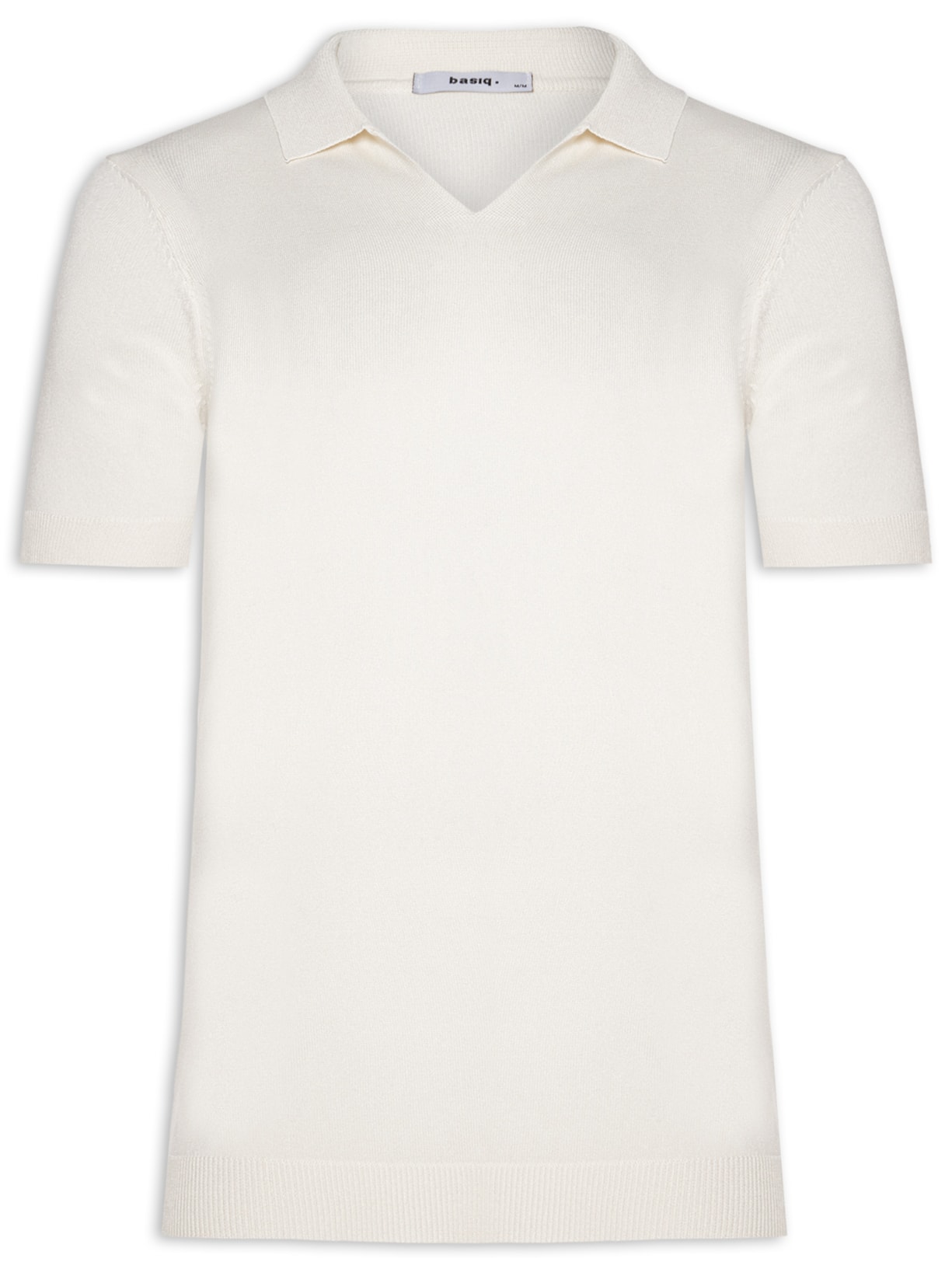 Polo Masculina De Tricot Gola V - Off White