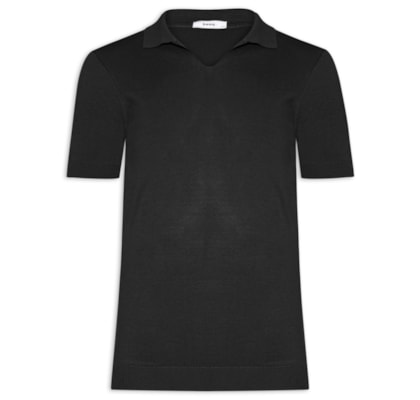 Polo Masculina De Tricot Gola V - Preto