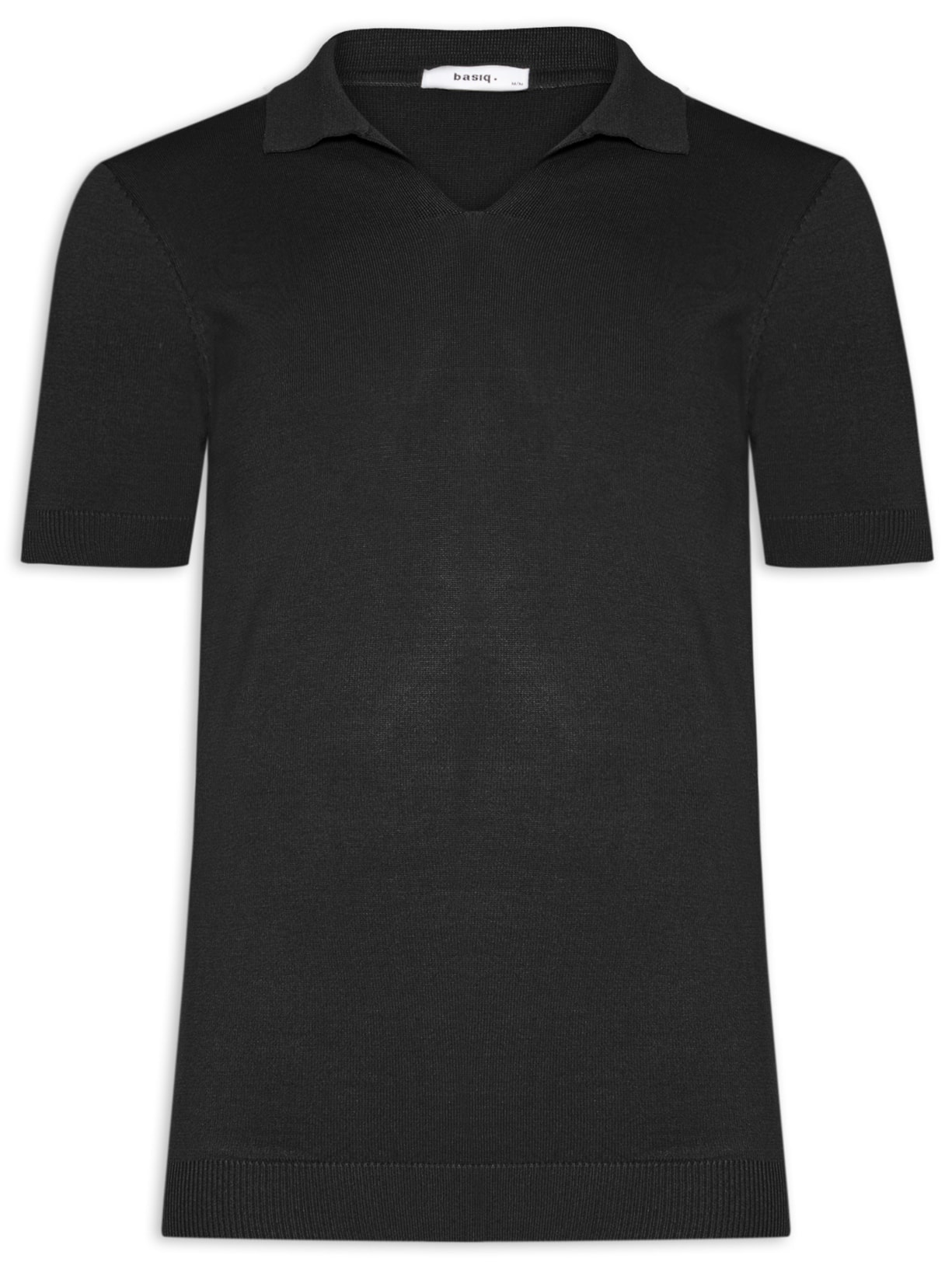 Polo Masculina De Tricot Gola V - Preto