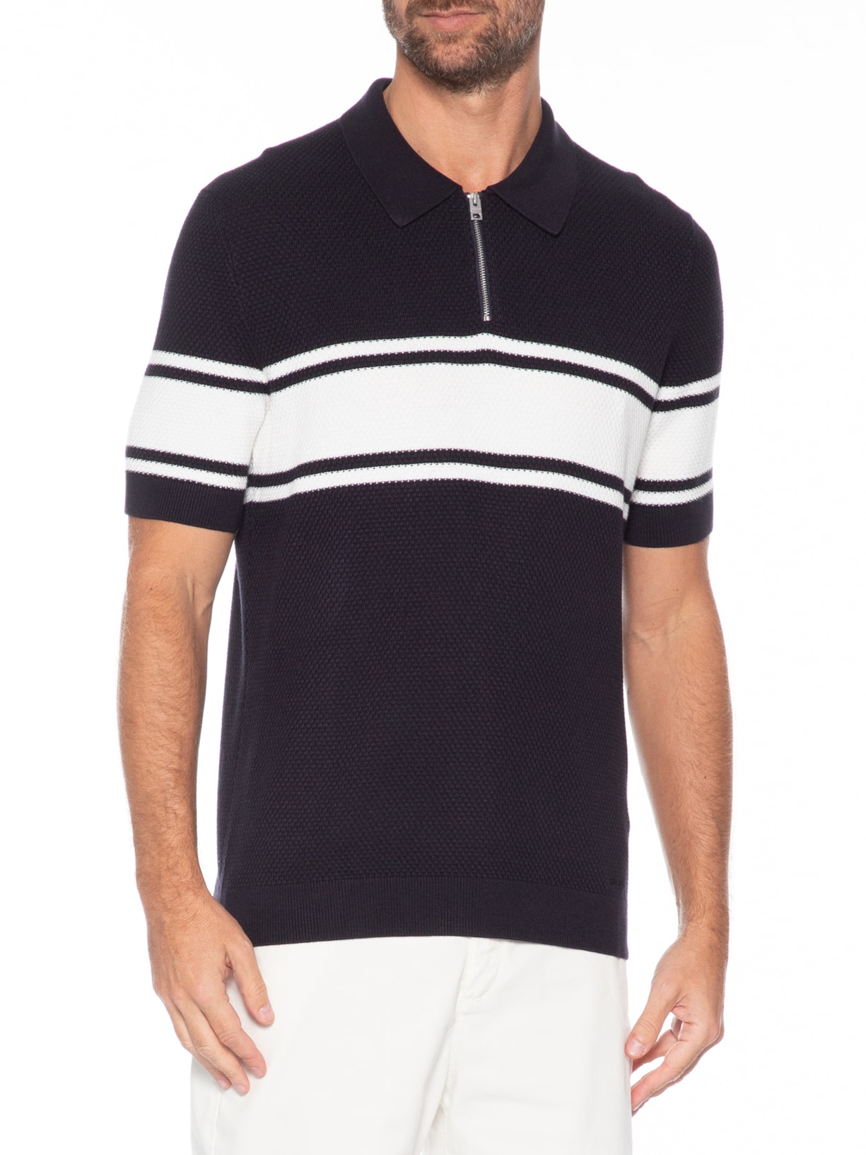 Polo Masculina De Tricot Sholton Azul Hugo