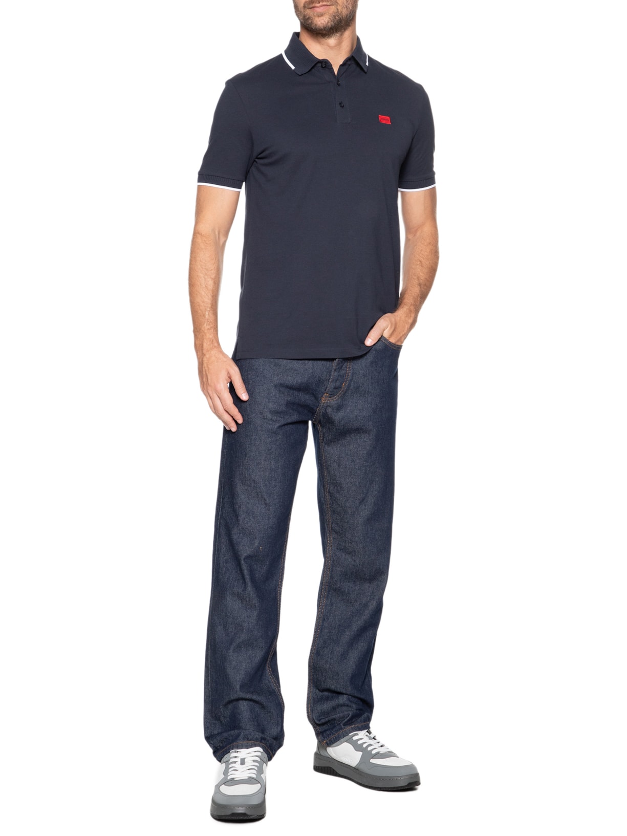 Polo Masculina Deresino Azul Hugo