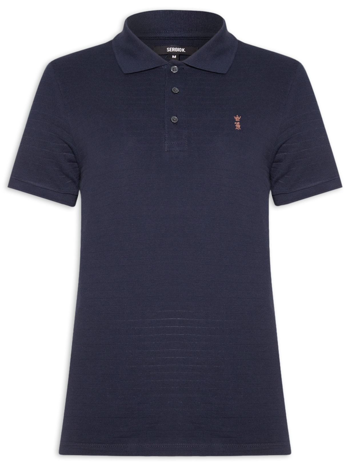 Polo Masculina Detalhe Camurça Azul Sergio K