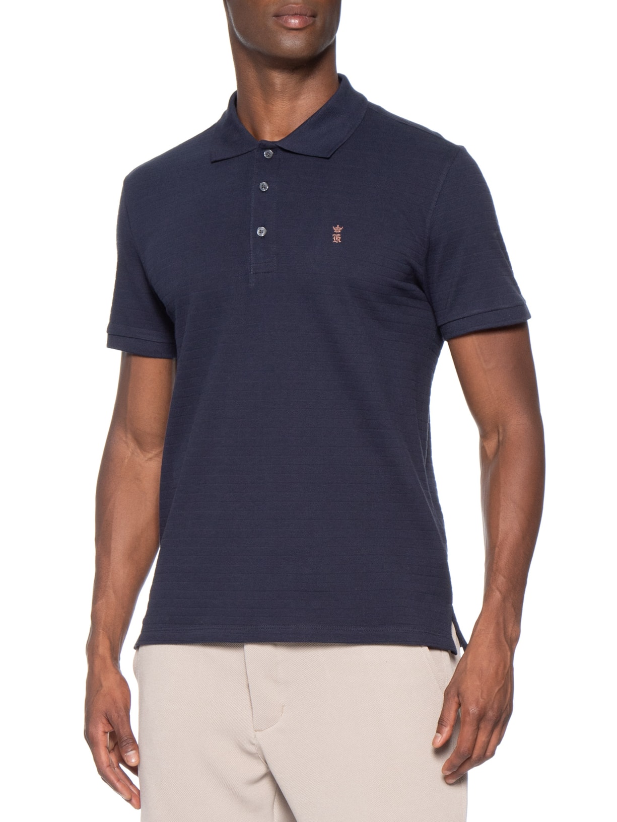 Polo Masculina Detalhe Camurça Azul Sergio K