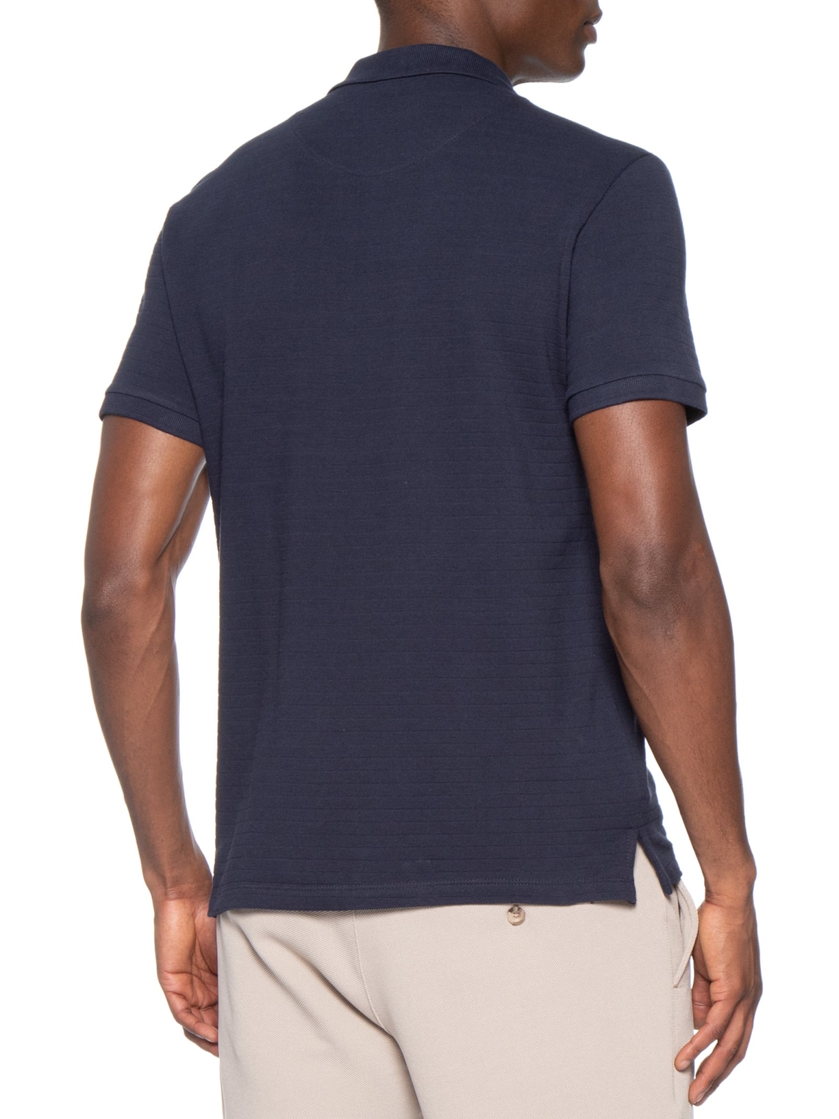 Polo Masculina Detalhe Camurça Azul Sergio K