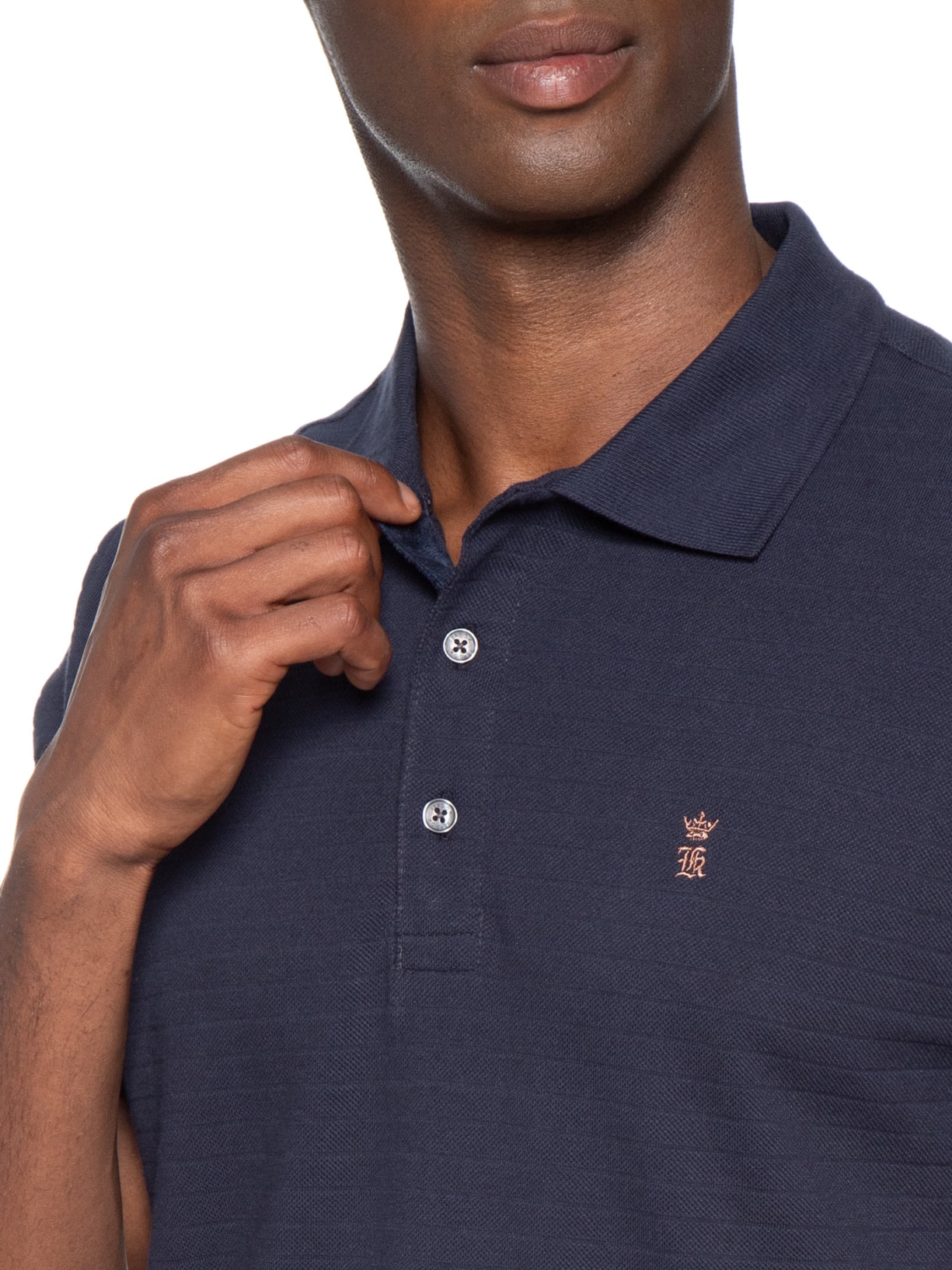 Polo Masculina Detalhe Camurça Azul Sergio K