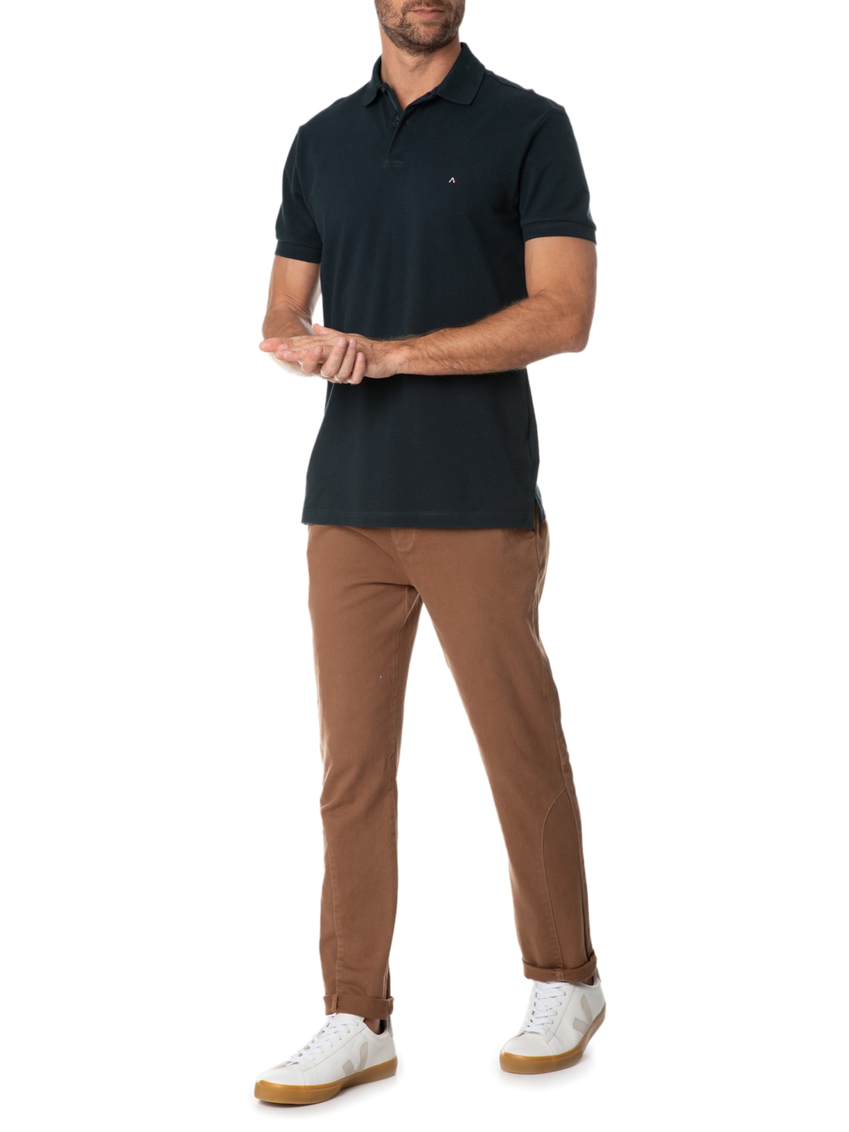 Polo Masculina Detalhe Interno Azul Aramis